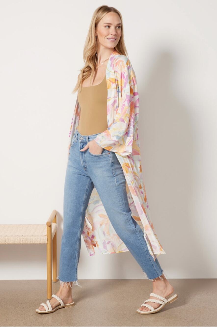 Z SUPPLY NWT Evereve Palm Multicolor Kimono Wrap // L